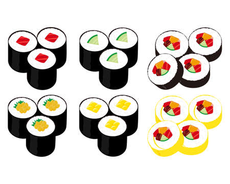 Vector illustration of seaweed roll .  Thick Sushi Rollのイラスト素材