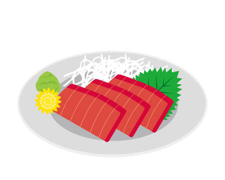 Vector illustration of tuna sashimi . raw fishのイラスト素材