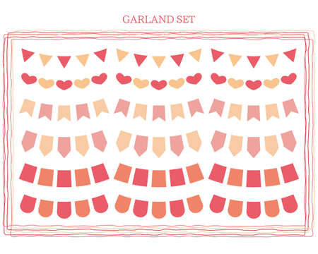 Vector illustration of a cute flag. Valentine . Garlandのイラスト素材