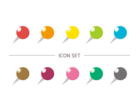 Vector illustration set of pushpins and pushpinsのイラスト素材
