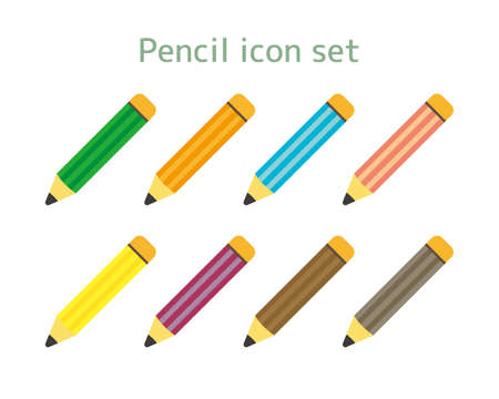 Pencil vector illustration set. Writing utensils. Stationery iconのイラスト素材