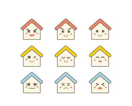Vector illustration set of a house, remodeling, new constructionのイラスト素材
