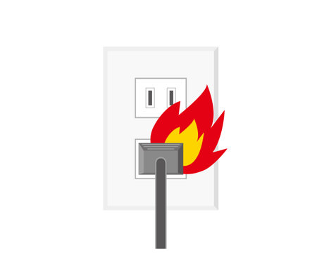 Vector illustration of fire from power supply.のイラスト素材