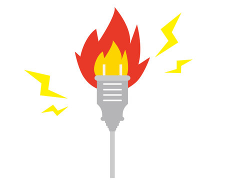 Vector illustration of fire from power supplyのイラスト素材