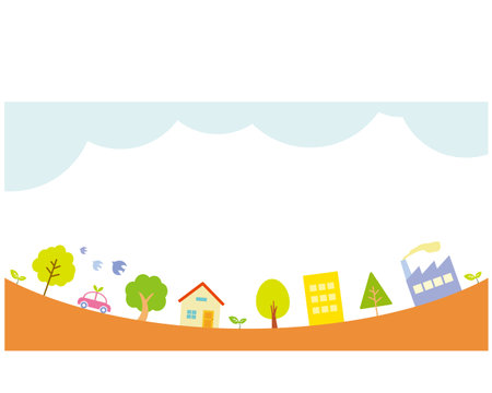 Vector illustration of the cityscape. Frame. flame.のイラスト素材