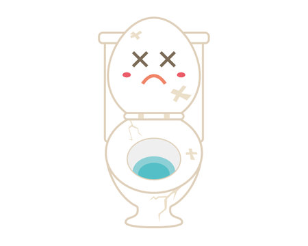 Vector illustration of flush toilet. Toilet bowl. Cute characterのイラスト素材