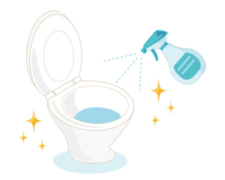 Vector illustration of flush toilet. Toilet bowl. clean up.のイラスト素材