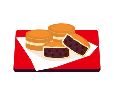 Vector illustration of Obanyaki. Obanyaki is a traditional Japanese sweet. Japanese sweets.ãImagawayaki .のイラスト素材