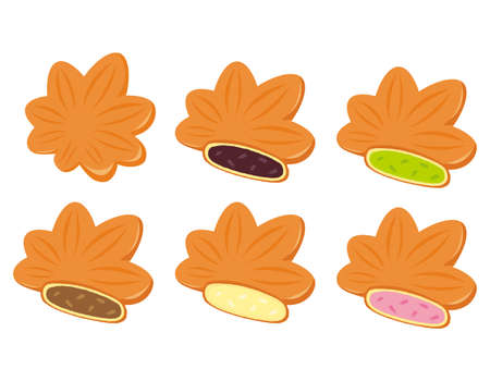 Vector illustration of Momiji Manju, a sweet from Hiroshima prefecture in Japan.のイラスト素材