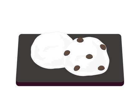 Vector illustration of Daifuku mochi. Mochi filled with red sweet beanï¼のイラスト素材