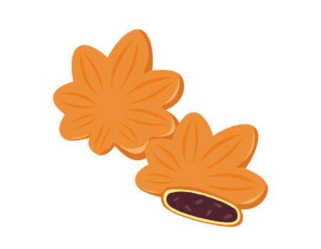 Vector illustration of Momiji Manju, a sweet from Hiroshima prefecture in Japan.のイラスト素材