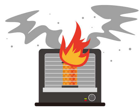 A fire caused by a fire from an oil stove. Vector illustration.のイラスト素材