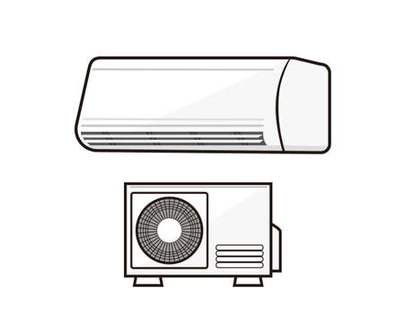Vector illustration of air conditioner and outdoor unit.のイラスト素材