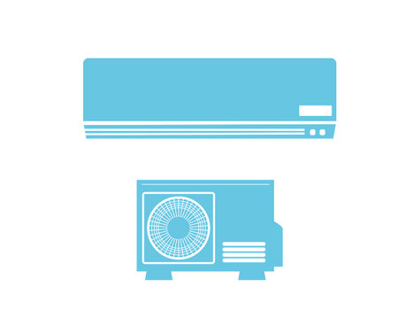 Vector illustration of air conditioner and outdoor unit.のイラスト素材