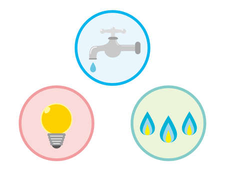 Vector illustration of water, gas, and electricity. Illustrations related to living.のイラスト素材