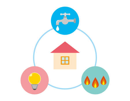 Vector illustration of water, gas, and electricity. Illustrations related to living.のイラスト素材