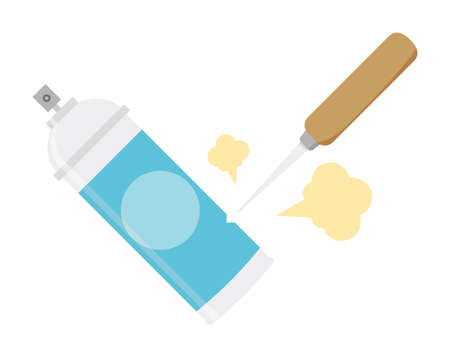 Degassing the spray can. Vector illustration.のイラスト素材