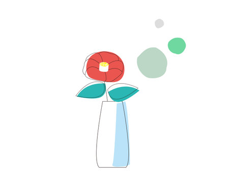 Vector illustration of camellia flowers.のイラスト素材