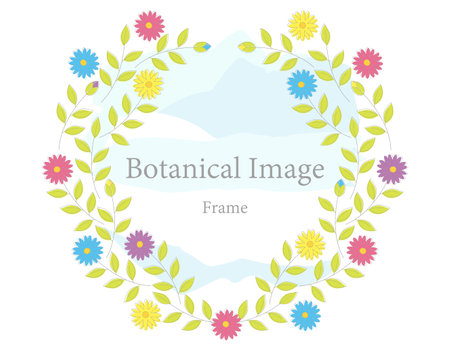 Colorful flower wreath frame. Vector illustration.のイラスト素材