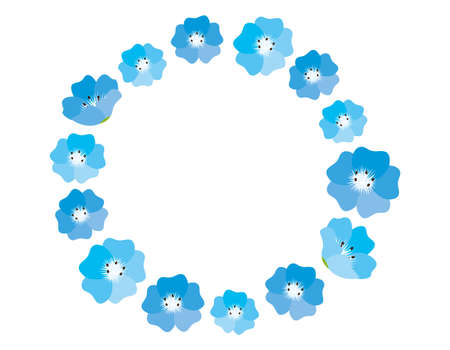 Vector illustration of blue flowers. Nemophila. Background.のイラスト素材