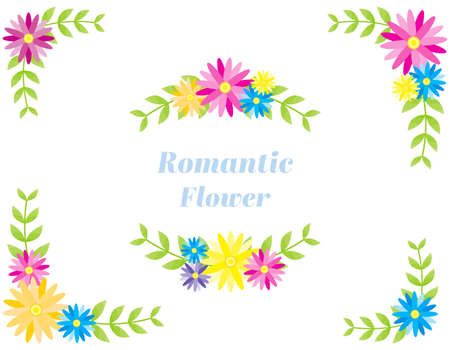 Colorful flower frame. Lease. Frame. flame.のイラスト素材