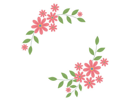 Colorful flower message card background frame.のイラスト素材
