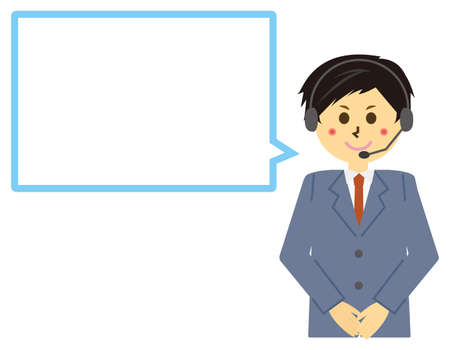 Vector illustration of a telephone operator wearing a headset.のイラスト素材