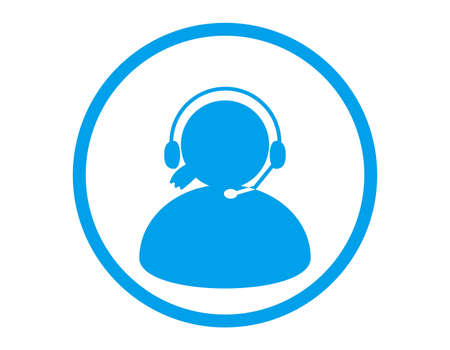 Vector illustration of a telephone operator wearing a headset.のイラスト素材
