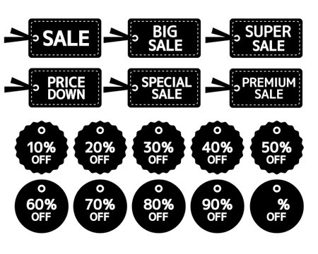 tag. flame. Frame. Sticky notes. Sale. Discount.のイラスト素材