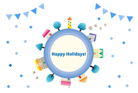 A greeting card issued in winter .  postcard templates .のイラスト素材