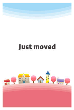 A postcard reporting a move. Illustration illustration of spring cityscape.のイラスト素材