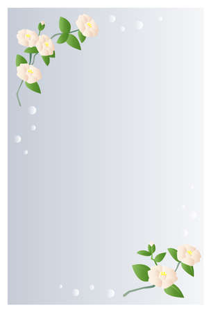 Vector illustration of camellia flowers. Postcard.のイラスト素材