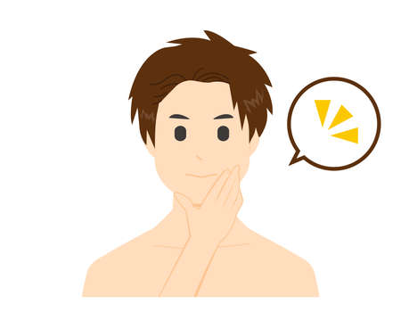 Male face. Vector illustration. Skin care. Beauty.のイラスト素材