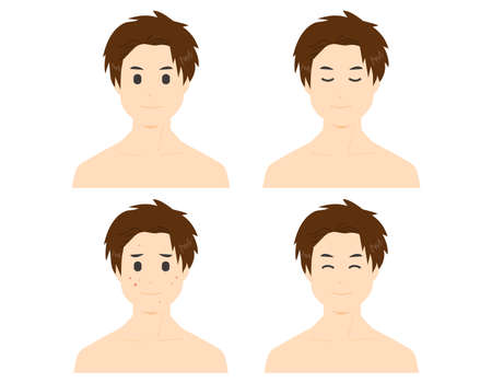 Male face. Vector illustration. Skin care. Beauty.のイラスト素材