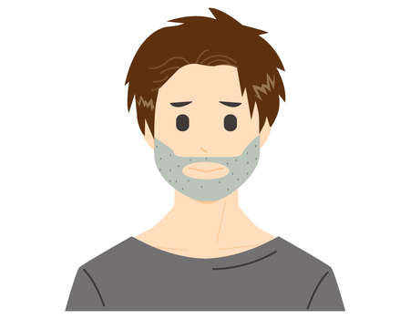 Male face. Vector illustration. Skin care. Beauty.ãbeard.のイラスト素材