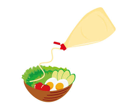 Change mayonnaise to salad. Vector illustration.のイラスト素材