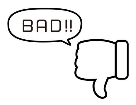 Simple hand icon. Bad sign.  Hand sign  .のイラスト素材