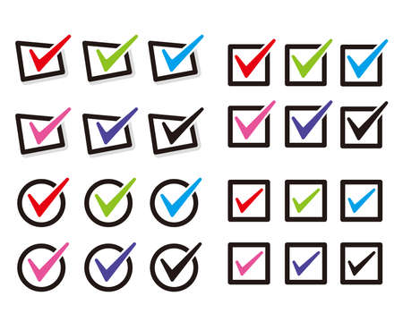 A check mark drawn inside the circle and box.のイラスト素材