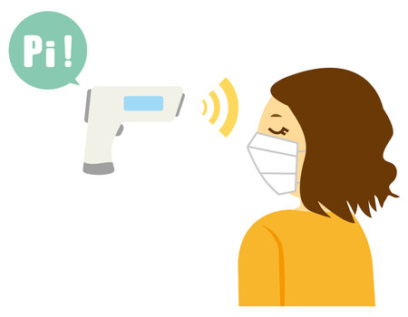 Thermometer. Non-contact thermometer. Vector illustration.のイラスト素材