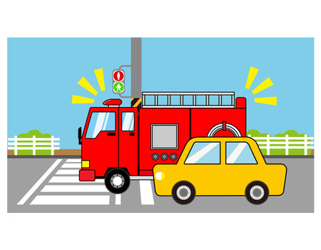 Vector illustration of fire engine . Emergency vehicle .