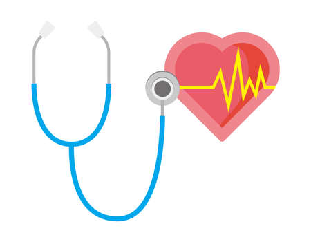 Vector illustration of stethoscope and heart . Medical illustration.のイラスト素材