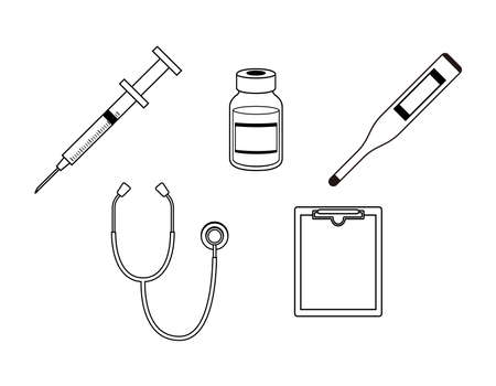 Medical illustration. Syringe . thermometer. stethoscope .のイラスト素材