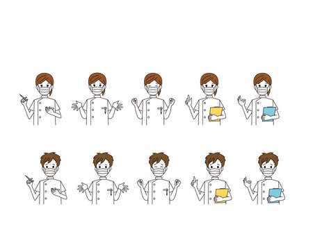Male and female nurses. health care worker. Vector illustration.のイラスト素材