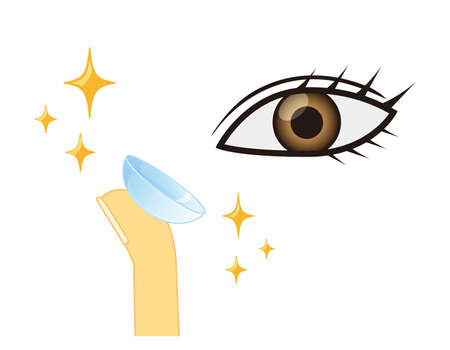 Put on contact lenses. Vector illustration.のイラスト素材