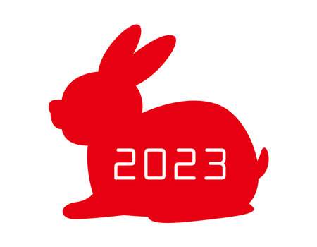 Illustration of a New Year's card for the year 2023, the Year of the Rabbit.のイラスト素材
