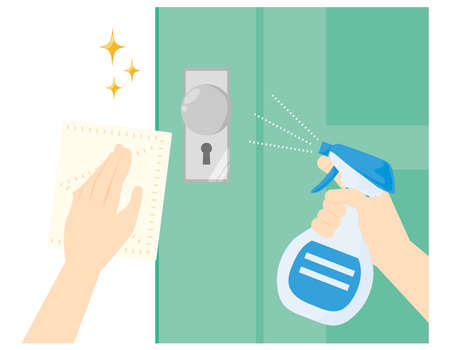 Open the door by hand.ãVector illustration of a doorknob.のイラスト素材