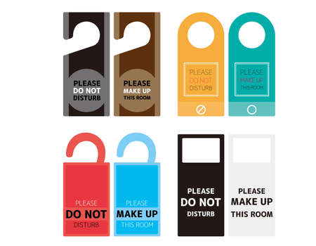 Hotel door plate with Do not disturb and Please make up this roomのイラスト素材