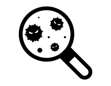 Vector illustration of a magnifying glass and a virus.のイラスト素材