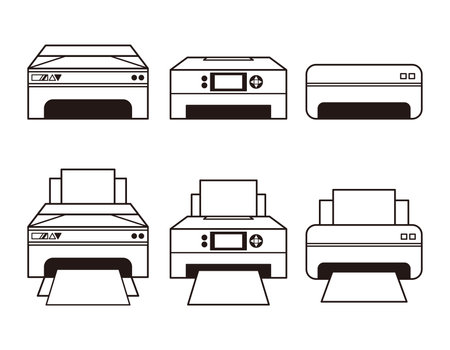 Inkjet printers .ãIcons .ãVector illustrations .のイラスト素材