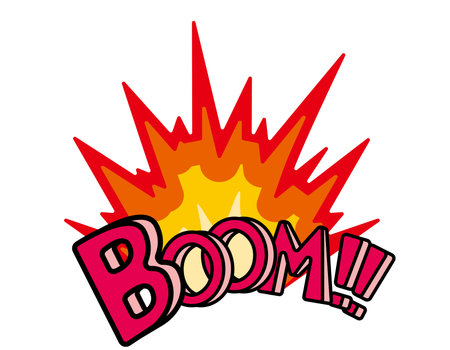 Bomb explodes.  BOOM. Vector illustration.